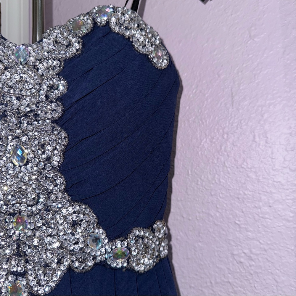 City Triangle Blue Jeweled Dress Size 1 - Picture 3 of 5